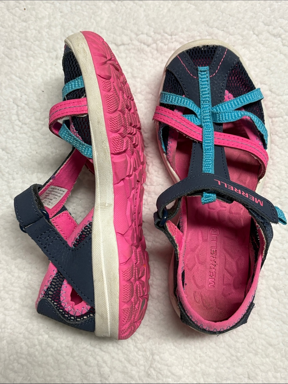 Merrell Kids Navy, Pink & Teal Outdoor Sandals water shoes